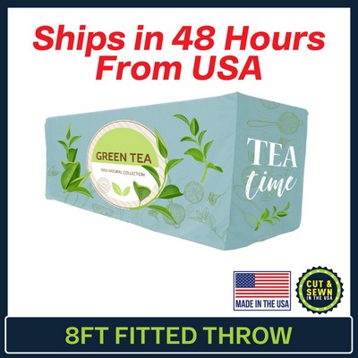 8' x 30"T x 29"H - 4 Sided Hemmed Fitted Table Throws - Dye Sublimation - Made in the USA