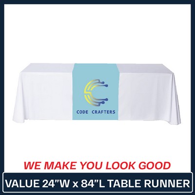 Value 24"W x 84"L Table Runner Full Color Print Dye Sublimation (Full Coverage Dye Sublimation)
