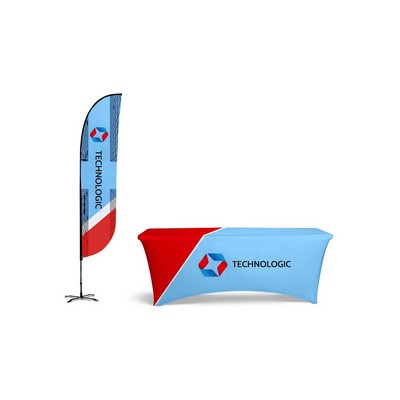 Basic Indoor Kit w Dye Sublimation 12' Double-sided Feather Flag & 6' Table Cover