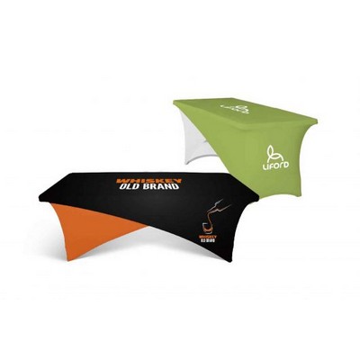 8' Fitted Elastic Cross-Over Table Cover - 7oz Polyester w Dye Sublimation Print