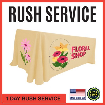 Premium | (One Day RUSH SERVICE) 8' x 30"T x 29"H Hemmed Standard Table Throw - Made in the USA