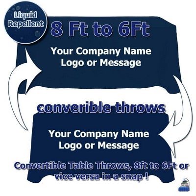 6' to 8' Convertible Custom Printed Liquid Repellent Table Throw - Front Panel Print