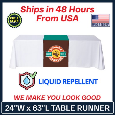 24" x 63" Liquid Repellent Standard Table Runner - Made in the USA