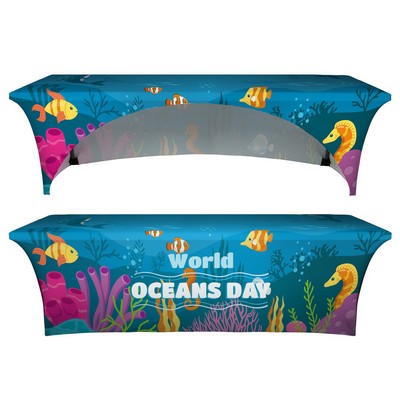8' Open Back Stretch Table Cover (Full Color Dye Sublimation