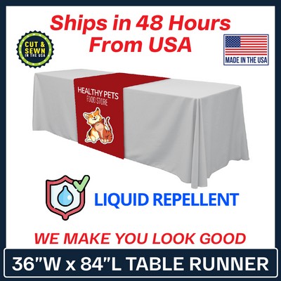 36" x 84" Liquid Repellent Standard Table Runner - Made in the USA