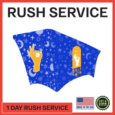Premium | (One Day RUSH SERVICE) 4' x 30"T x 29"H Hemmed Stretch Table Throw - Made in the USA