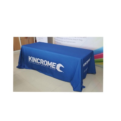 6ft Polyester Table Cover - Blue & Black